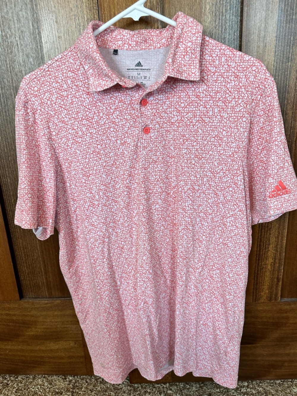 adidas Men’s Pink Patterned Polo Shirt